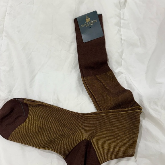 MAZARIN LUXURY Brown and Tan Men's Socks SZ 44/46 - Picture 8 of 9